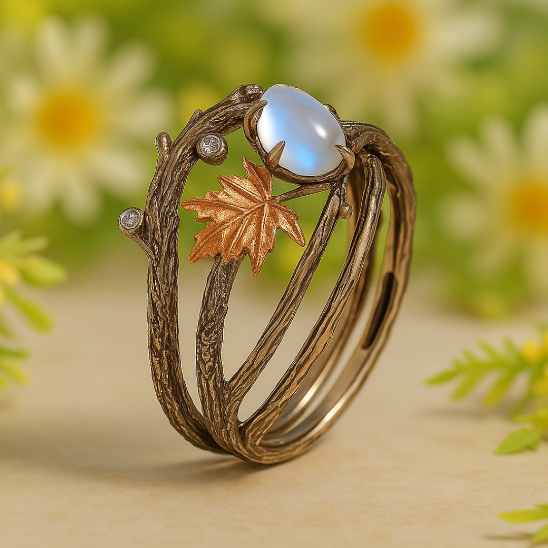 Gold Moonstone Vintage Ring – Timeless Elegance