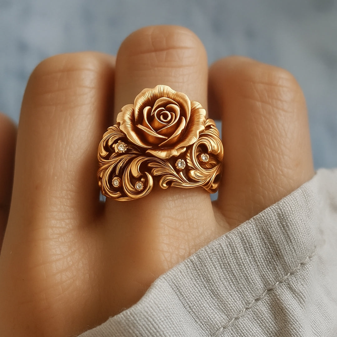 Gold Crystal Flower Ring – Timeless Elegance