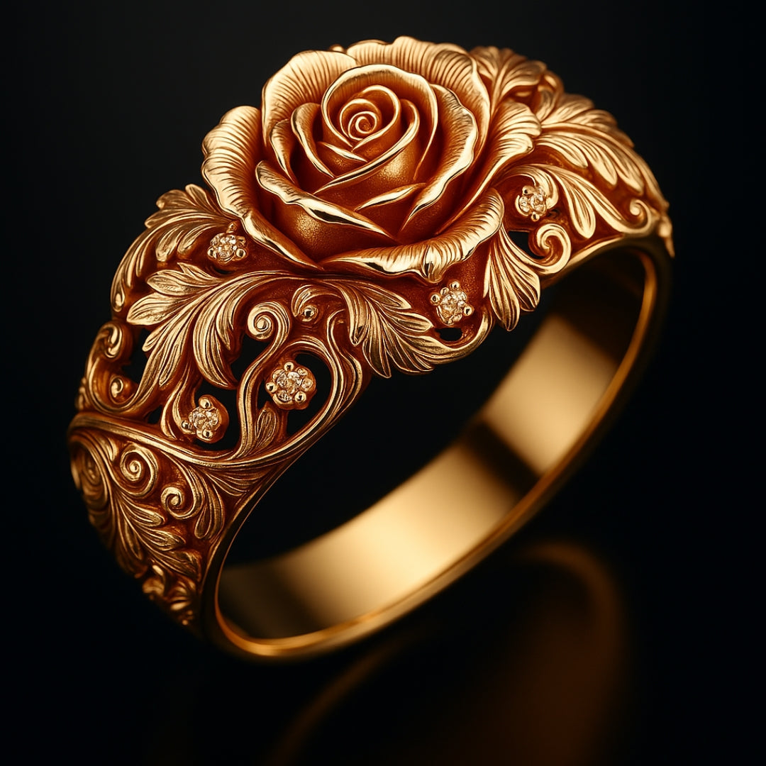 Gold Crystal Flower Ring – Timeless Elegance
