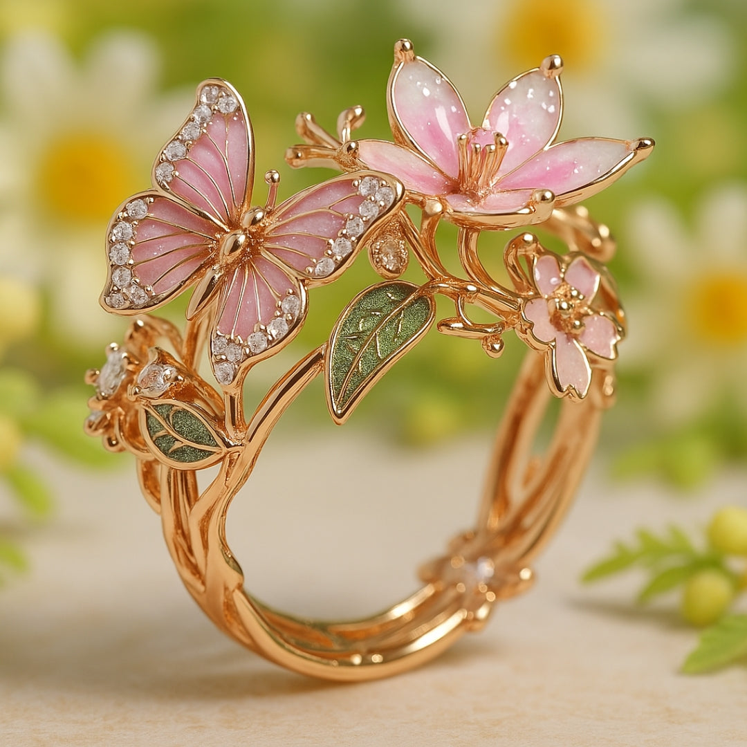 Rose Gold Butterfly Zirconia Ring – Timeless