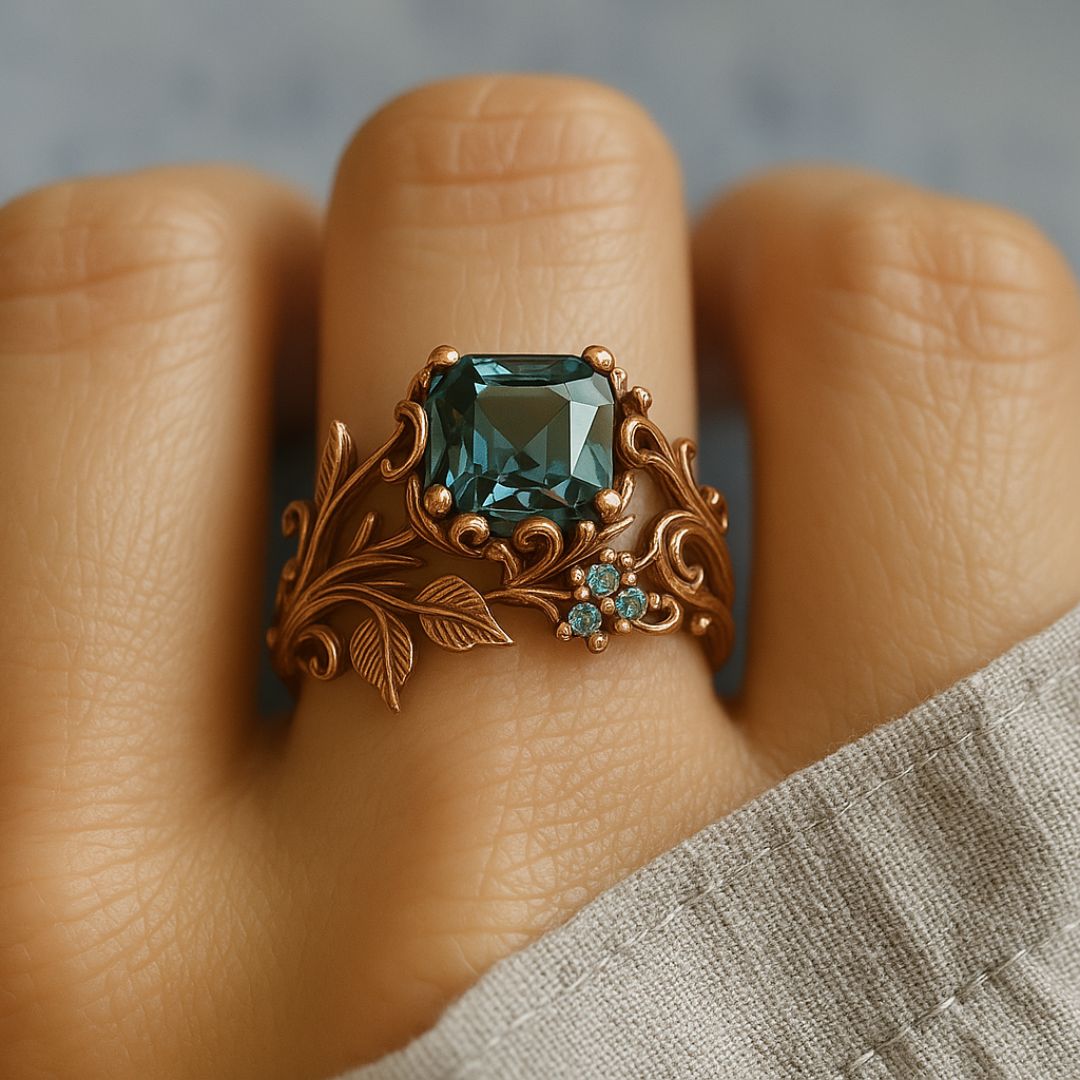 Green Crystal Vintage Ring – Timeless Elegance