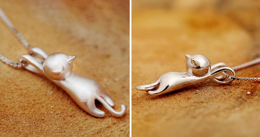 Sterling Silver Crystal Kitty Necklace – Elegant