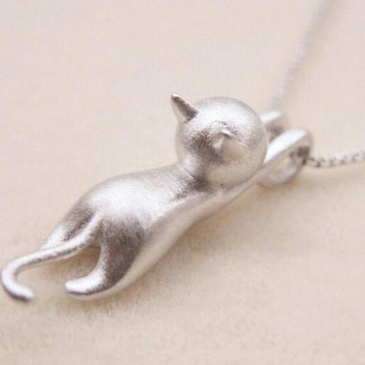 Sterling Silver Crystal Kitty Necklace – Elegant