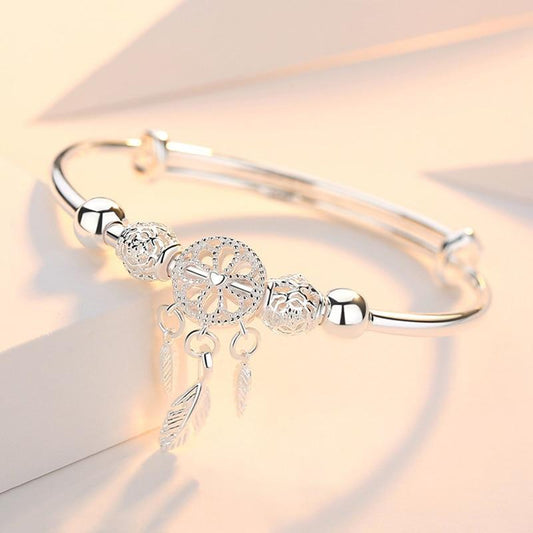 Silver Crystal Dreamcatcher Bracelet – Enchanting