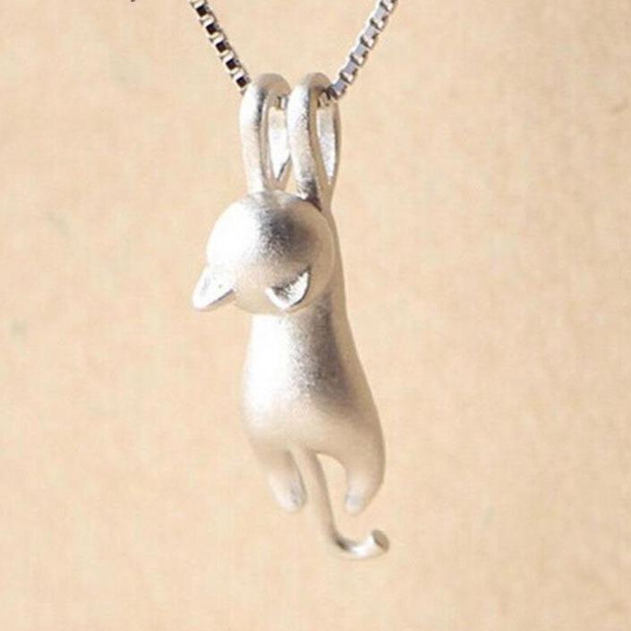 Sterling Silver Crystal Kitty Necklace – Elegant